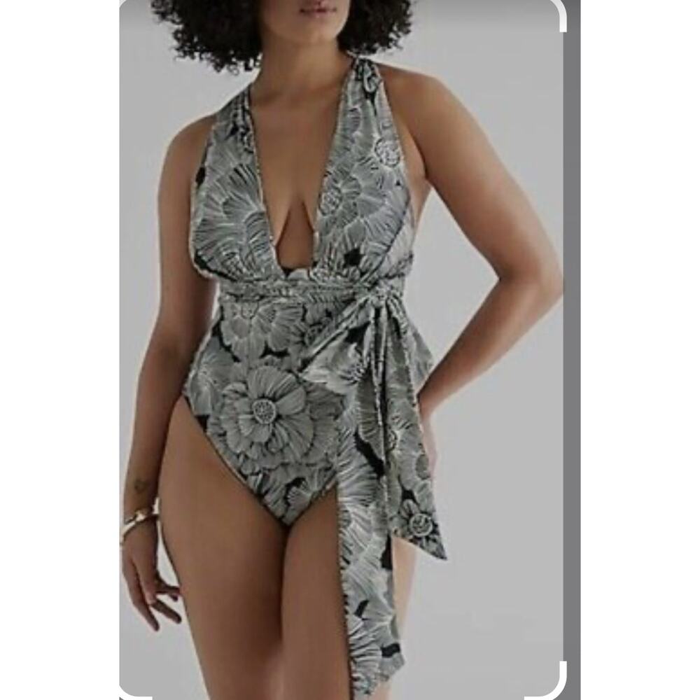 Express Body Contour Swim Floral Convertible Swimsuit